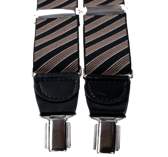 Bretelle XXL Pelle Righe Nere e Visone