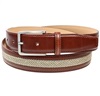 Cintura Marrone con Intreccio Beige