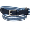 Cintura Elastica Bambino in Denim a Righe Beige