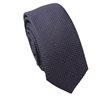 Cravatta Stretta in Seta Blu Navy Broccata