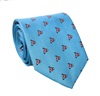 Cravatta in Seta Blu Turchese con Vespe Rosa