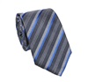 Cravatta in Seta a Righe Blu e Grigio