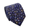 Cravatta e Fazzoletto con Fiori Blu in Seta Naturale