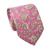 Cravatta e Fazzoletto Fiori Rosa in Seta