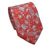 Cravatta e Fazzoletto Rosso Mattone in Seta Naturale con Motivo Paisley