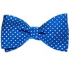 Papillon e Fazzoletto in Seta Blu con Pois Bianchi