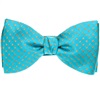 Papillon e Fazzoletto in Seta Turchese con Pois Arancioni