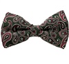 Papillon e Fazzoletto Verde Scuro con Motivo Cachemire Bordeaux
