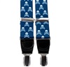 Bretella Elastica in Pelle Blu con Teschi Bianchi